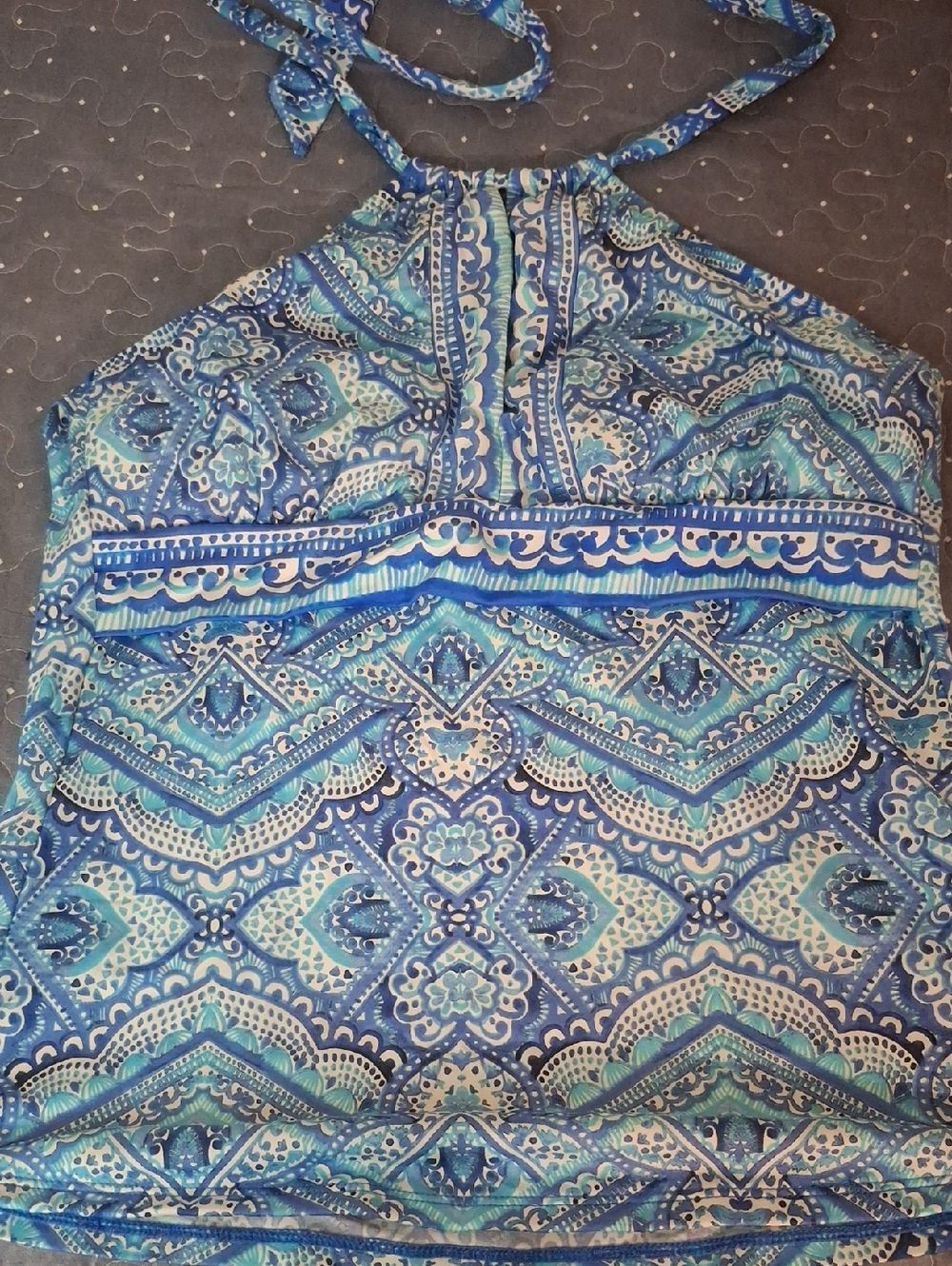 Liz Claiborne Blue Paisley Halter Women's Tankini Top size 12